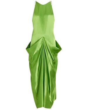 KHAITE Kent Draped Satin Midi Dress - Green