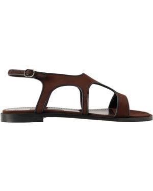 Manolo Blahnik Leather-Trimmed Suede Sandals - Brown