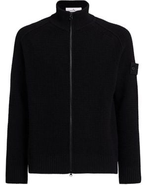 Stone Island Geelong Wool Knit Cardigan - Black