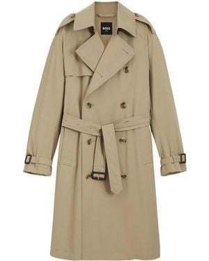 BOSS Double-Breasted Trench Coat - Natural