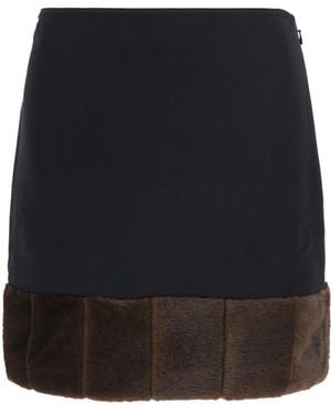ROTATE BIRGER CHRISTENSEN Duella Faux Fur-Trim Skirt - Black