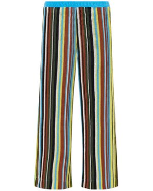 STAUD Ali Striped Knit Casual Trousers - Blue