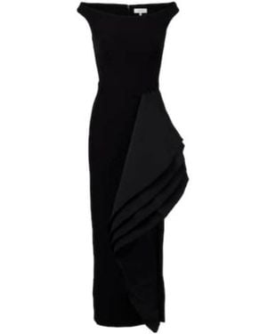 Safiyaa Bree Draped Midi Dress - Black