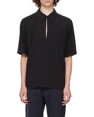 Nanushka V-Neck Cotton Polo Shirt - Black