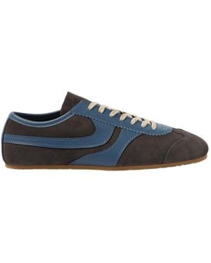 Dries Van Noten Leather-Trimmed Suede Trainers - Blue