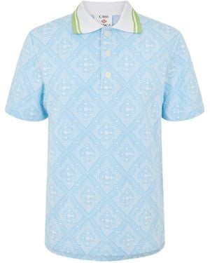 CASABLANCA Logo Jacquard Polo Shirt - Blue