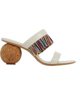 Ferragamo Fringed Sandal - White