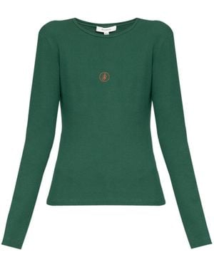 JW Anderson Logo-Embroidered Ribbed Top - Green