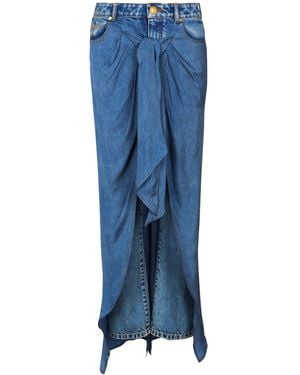 Balmain Draped Skirt Denim Jeans - Blue