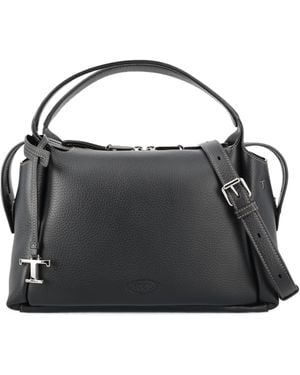 Tod's T Timeless Calf Leather Tote Bag - Black