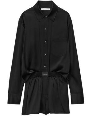 T By Alexander Wang Silk-Charmeuse Playsuit - Black