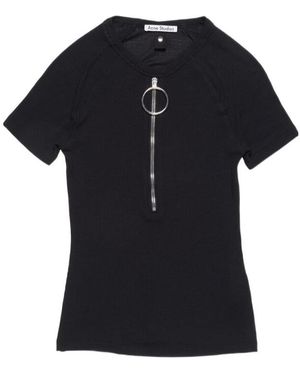 Acne Studios Zip Short-Sleeve Top - Black