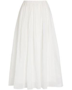 Brunello Cucinelli Gathered Cotton Midi Skirt - White