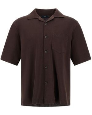 Herno Chest-Pocket Short-Sleeved Button-Up Shirt - Brown