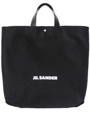 Jil Sander Logo-Printed Top Handle Bag - Black