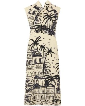 Johanna Ortiz Printed Silk Midi Dress - Metallic