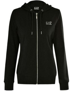 EA7 Logo Hooded Casual Coat - Black