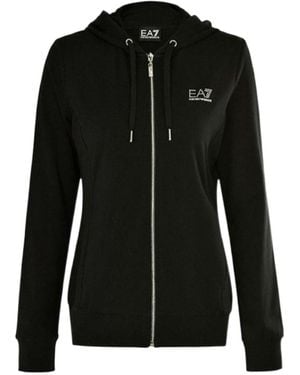 EA7 Logo Hooded Casual Coat - Black