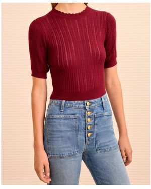 Ulla Johnson Gemma Puff Sleeve Top - Red