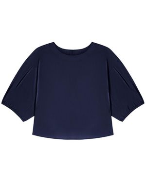 Emporio Armani Poplin Blouse With Puffed Sleeves - Blue