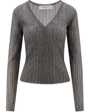 Golden Goose V-Neck Lurex Top - Grey