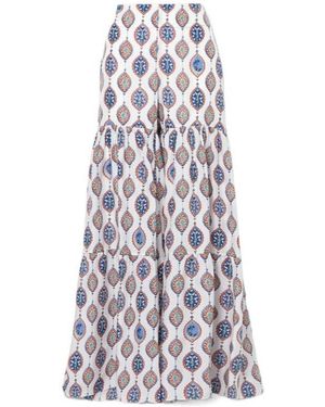 Chloé Tiered Printed Silk-Habotai Flared Trousers - White