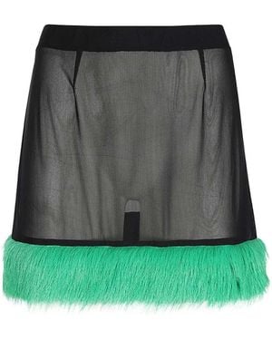 Heron Preston Sheer Fringe-Trim Skirt - Green