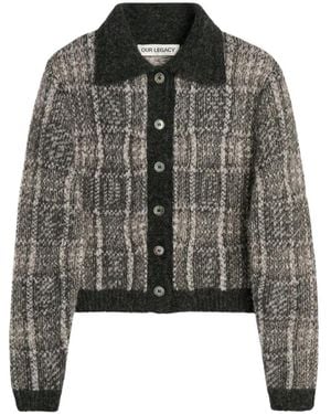 Our Legacy Checked Cropped Cardigan - Black