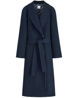 Dior Belted Shawl-Collar Coat - Blue