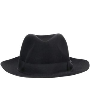 Borsalino Wide-Brim Ribbon Hat - Black