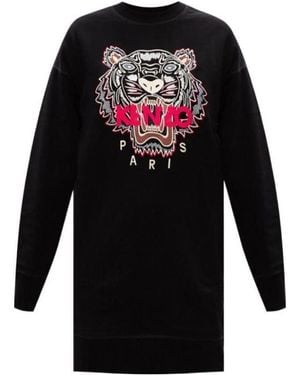 KENZO Embroidered-Logo Sweatshirt Dress - Black