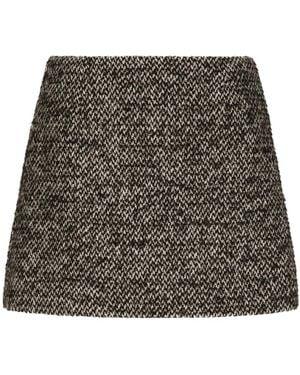 Dolce & Gabbana Mid-Waisted Tweed Mini Skirt - Grey
