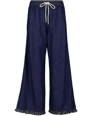 Zimmermann Rhiannon Fringe Denim Trousers - Blue