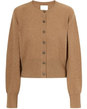 LeKasha Pointelle Knit Cashmere Cardigan - Natural