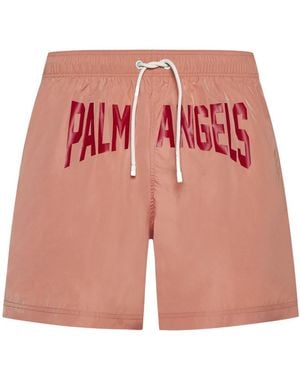 Palm Angels Logo-Printed Drawstring Swim Shorts - Red