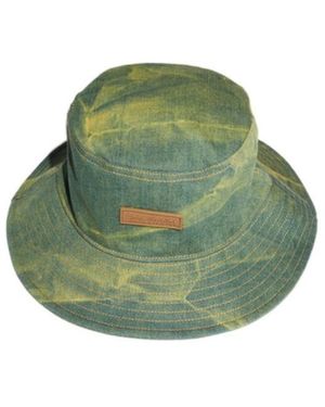 Acne Studios Acid-Wash Denim Bucket Hat - Green