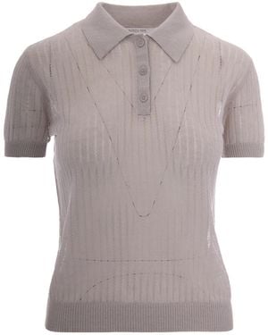 Patrizia Pepe Buttoned Knitted Polo Shirt - Gray