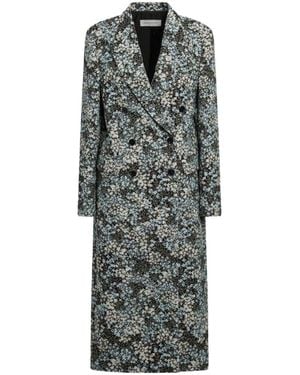 Dries Van Noten Floral Double-Breasted Coat - Gray