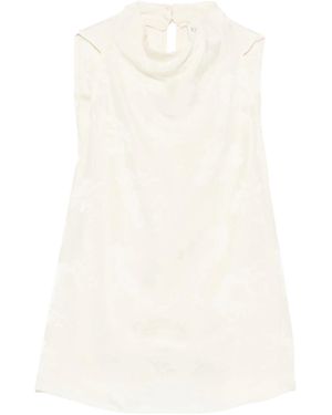forte_forte Floral High-Neck Top - White