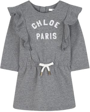 Chloé Logo-Print Dress - Gray