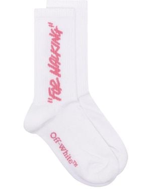Off-White c/o Virgil Abloh 'For Walking' Ribbed Crew Socks - White