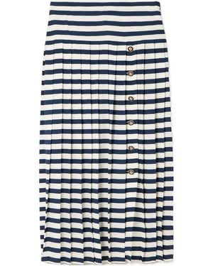 RIXO London Una Striped Midi Skirt - Blue