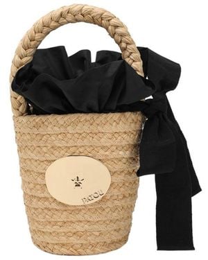 Patou Straw Bucket Bag - Black