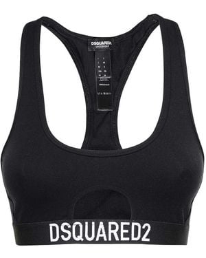 DSquared² Logo-Underband Sports Crop Top - Black