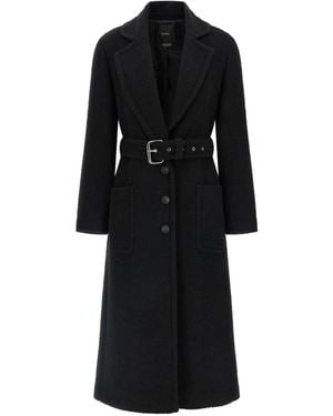 Pinko Belted Single-Breasted Coat - Black