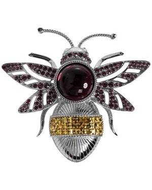 Dolce & Gabbana Bee Brooch With Rhinestones - White