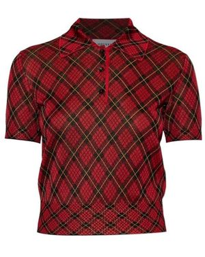 McQueen Checked Short-Sleeve Polo Shirt - Red