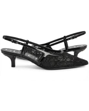 Gucci Gg Crystal Slingback Pump, Uk - Black