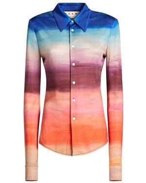 Marni Tie-Dyed Buttoned Shirt - Blue