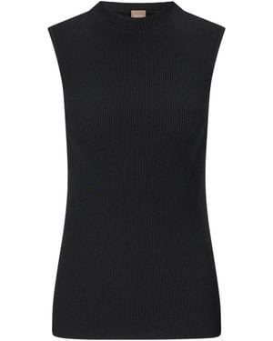 BOSS Sleeveless Knitted Top - Black